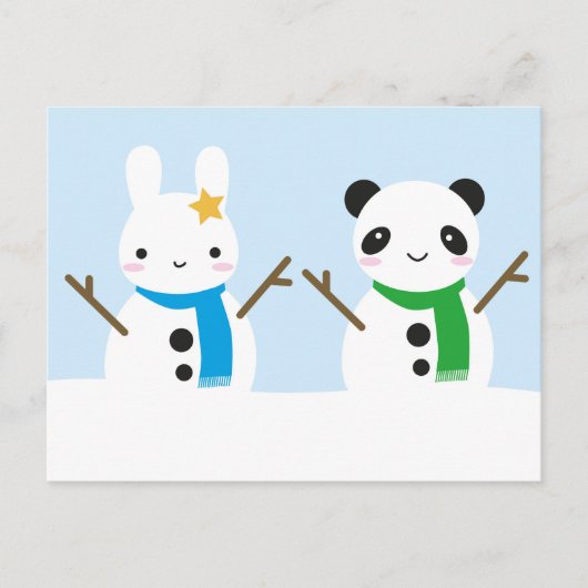 Snow Bunny & Snow Panda Briefkaart (Voorkant)