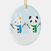 Snow Bunny & Snow Panda Keramisch Ornament (Rechts)