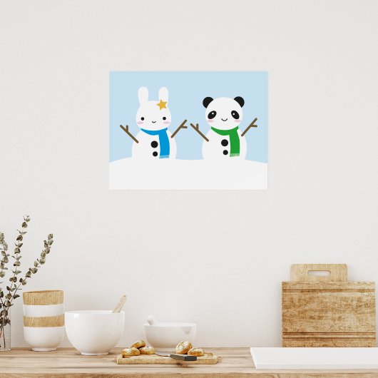 Snow Bunny & Snow Panda Poster (Keuken)