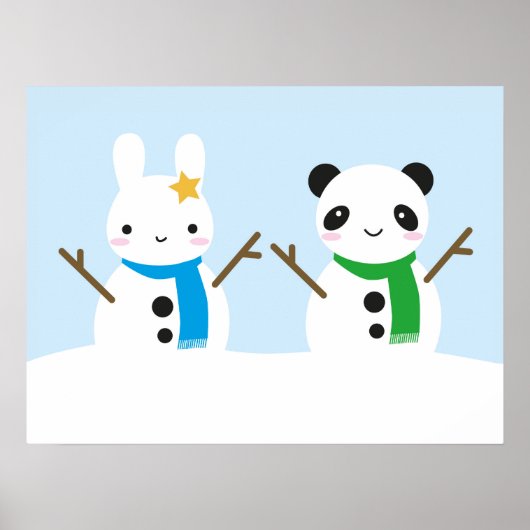 Snow Bunny & Snow Panda Poster (Voorkant)