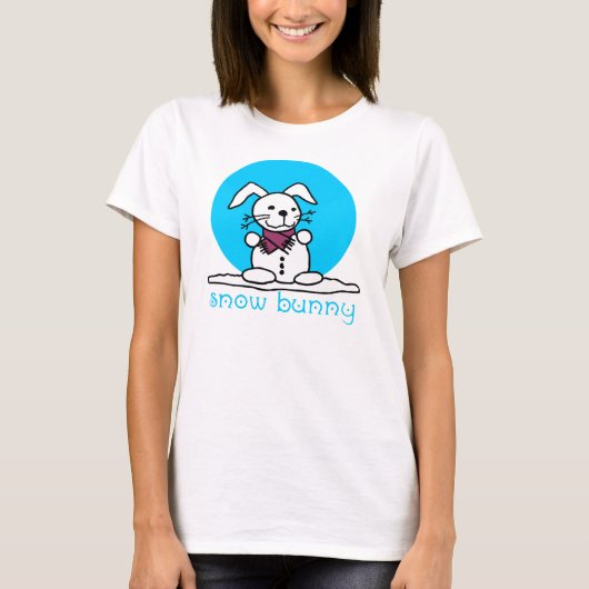 Snow Bunny Snowman Rabbit grappig T-shirt (Voorkant)