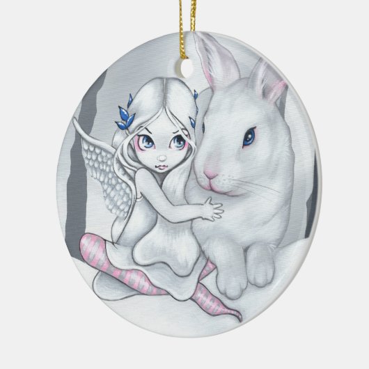 "Snow Bunny"-versiering Keramisch Ornament (Links)