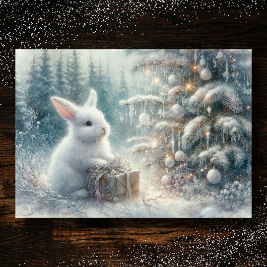 Snow Bunny Winter Forest KJV Bijbelvers Kerstmis Feestdagen Kaart