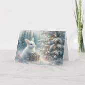 Snow Bunny Winter Forest KJV Bijbelvers Kerstmis Feestdagen Kaart (Voorkant)