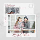 Snow Burgundy Calligraphy Merry Kerstbedekking Briefkaart (Voorkant / Achterkant)