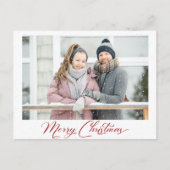 Snow Burgundy Calligraphy Merry Kerstbedekking Briefkaart (Voorkant)