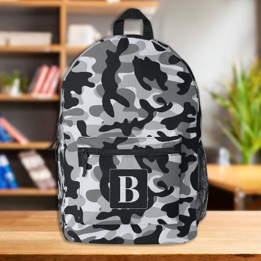 Snow Camo gepersonaliseerde moderne monogram camou Bedrukte Rugzak