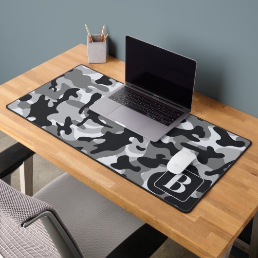 Snow Camo gepersonaliseerde moderne monogram camou Bureaumat (Kantoor 2)