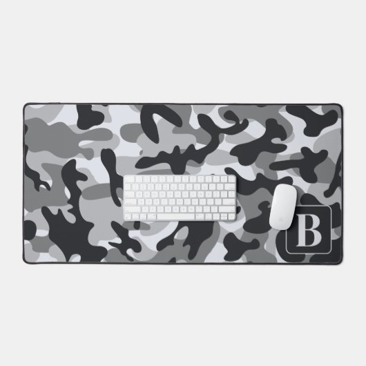 Snow Camo gepersonaliseerde moderne monogram camou Bureaumat (Keyboard & Muis)