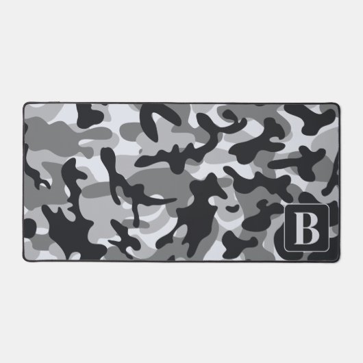 Snow Camo gepersonaliseerde moderne monogram camou Bureaumat (Voorkant)
