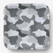 Snow Camo | wit-grijze camouflage Papieren Bordje (Voorkant)