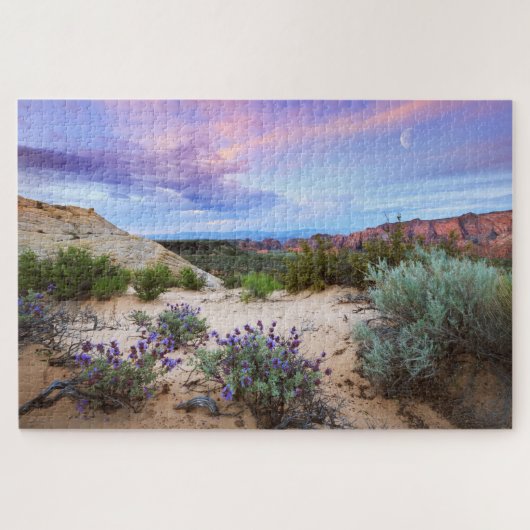 Snow Canyon Sunrise Wildbloemen Landscape Foto Legpuzzel (Horizontaal)