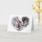 Snow Cardinal Heart Kaart (Gele Bloem)