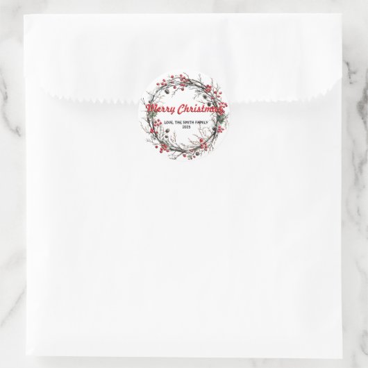 Snow Christmas Wreath Ronde Sticker (Tas)