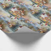 Snow Clad Village tijdens de kerstvakantie Cadeaupapier (Hoek)