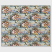 Snow Clad Village tijdens de kerstvakantie Cadeaupapier (Vlak)