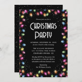 Snow Colored Lights Black Christmas Party Kaart (Voorkant / Achterkant)