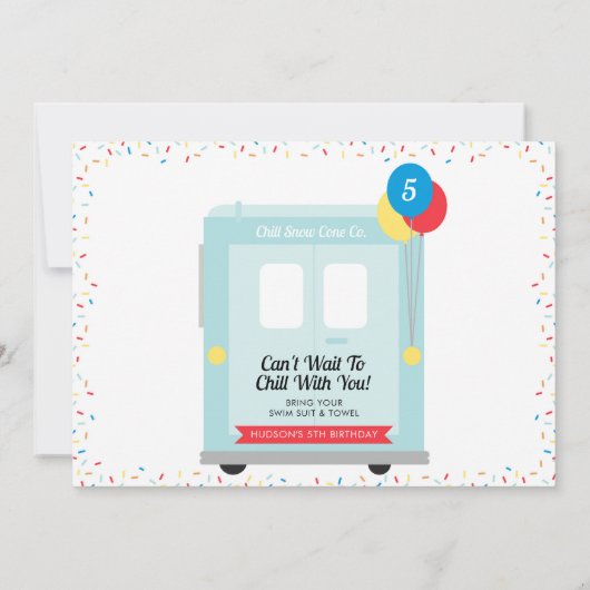 Snow Cone Vrachtwagen Verjaardagsfeestuitnodiging Kaart (Achterkant)
