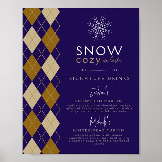 Snow Cosy In Love Argyle Signature Drink bruiloft Poster (Voorkant)
