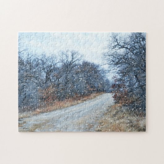 Snow Country Road Winter Art Puzzel Legpuzzel (Horizontaal)