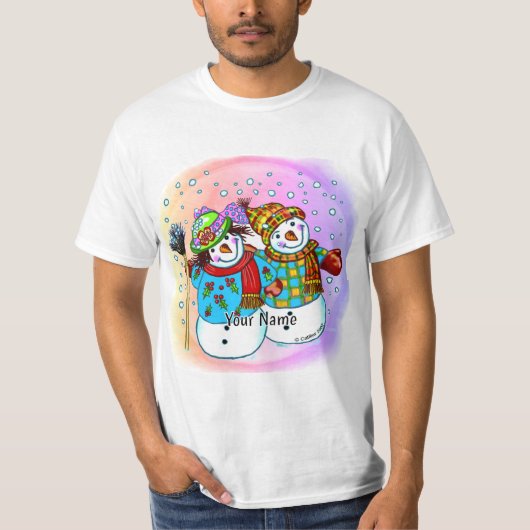 Snow Couple Snowman T-shirt (Voorkant)