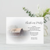 Snow Covered Barn Country Kerstparty Kaart (Staand voorkant)