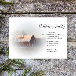 Snow Covered Barn Country Kerstparty Kaart