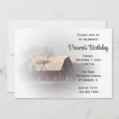 Snow Covered Barn Winter Birthday Party Kaart (Voorkant)