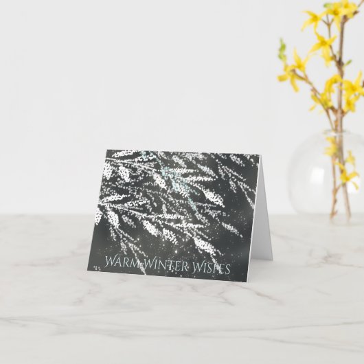 Snow Covered Branches Christmas Card Kaart (Gele Bloem)