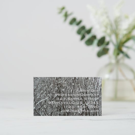 Snow Covered Branches Winter Abstract Visitekaartje (Staand voorkant)