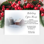 Snow Covered Country Barn Holiday Open House Kaart