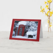 Snow Covered English Phone Box Blank Card Kaart (Gele Bloem)