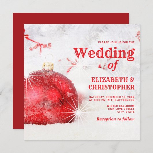 Snow Covered Kerstmis Baubles Wedding Kaart (Voorkant / Achterkant)