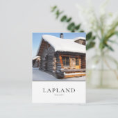Snow-covered log cabin in Lapland, Finland Briefkaart (Staand voorkant)