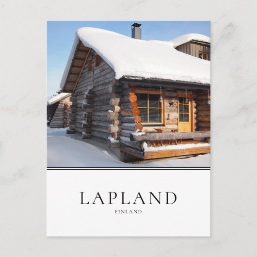 Snow-covered log cabin in Lapland, Finland Briefkaart (Voorkant)
