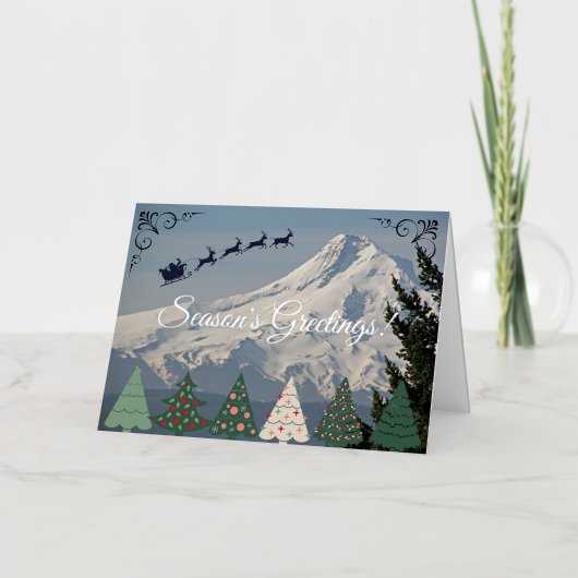 Snow Covered Mount Hood Landscape Folie Feestdagenkaart (Voorkant)