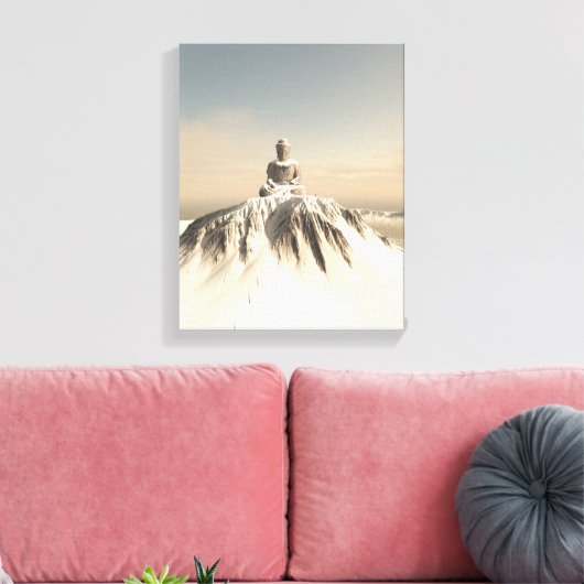 Snow Covered Mountain Buddha Canvas Afdruk (Insitu (Woonkamer))