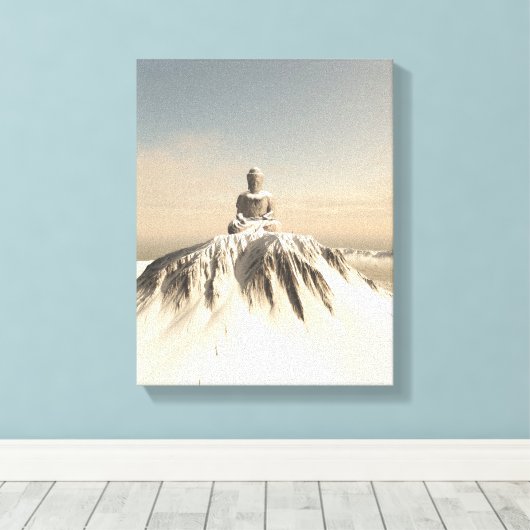Snow Covered Mountain Buddha Canvas Afdruk (Insitu (Houten vloer))