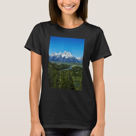 Snow-covered mountains Grand Teton National Park W T-shirt (Voorkant)