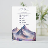 Snow covered mountains landscape wedding RSVP kaartje (Staand voorkant)