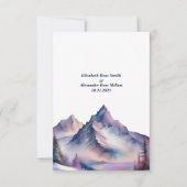 Snow covered mountains landscape wedding RSVP kaartje (Achterkant)