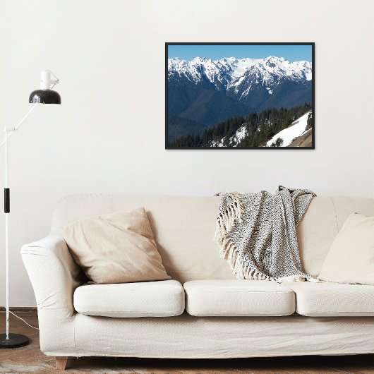 Snow Covered Olympic Mountains Foto Glossy Perfect Poster