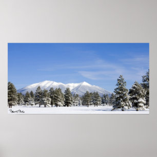 Snow Covered Prairie & San Francisco Peaks Arizona Poster