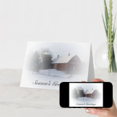 Snow Covered Red Barn Country Christmas Card Feestdagen Kaart