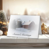 Snow Covered Red Barn Country Christmas Card Feestdagen Kaart