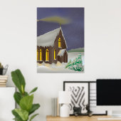 Snow Covered Winter Church Poster (Thuiskantoor)