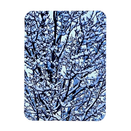 Snow Covered Winter Tree Branches Photo Magneet (Verticaal)
