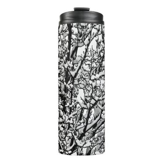 Snow Covered Winter Tree Branches Photo Thermosbeker (Voorkant)