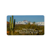 Snow Covertains Saguaro Cactus Arizona USA Etiket (Voorkant)