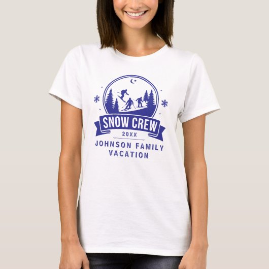Snow Crew Ski Trip Winter Family Vacation Blue T-shirt (Voorkant)